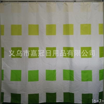 European simple polyester small curtain fabric waterproof green square spring Asia textile bathroom curtain thickened