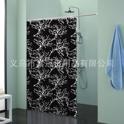 Classic black stripe geometric printing polyester small curtain waterproof thickened mold proof manufacturer orders small curtain