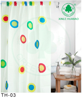 Creative bathroom curtain wearing circle white bottom 3D shower curtain waterproof and thickened anti-mildew
