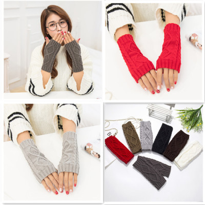 Winter gloves lady Korean version knitting diamond half refers to warm outdoor cycling bestie lovers manufacturers wholesale