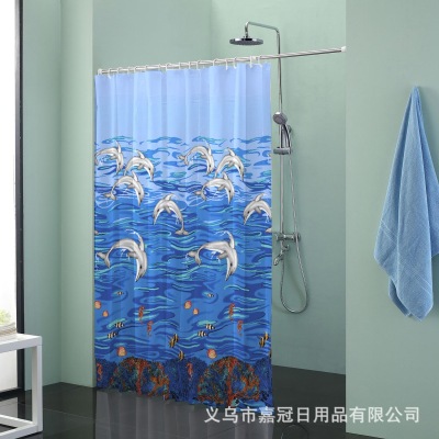 Europe -type undersea world dolphin patterns polyester small curtain waterproof thickening mildew to hold manufacturers export