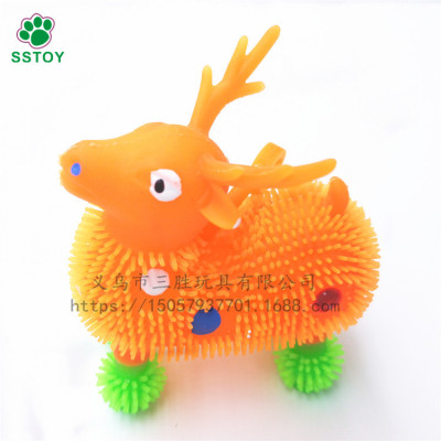 New large cartoon sika deer rubber soft bounce ball flash outlet bounce ball flash toy