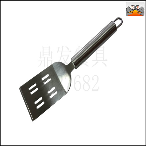 df27682 dingfa stainless steel kitchen hotel supplies tableware round tube flat head frying shovel