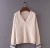 New Hong Kong style large v-neck long sleeve loose two wear sweater pullover with a lazy wind off shoulder sweater