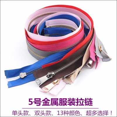 3#5# Metal White Gold Color High-Grade Clothes and Coat down Jacket Zipper Zipper Accessories Accessories Factory Direct Sales