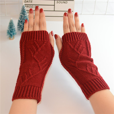 Half Finger Gloves for Men and Women Autumn and Winter Korean Style Open Finger Wool Keep Warm Writing Student Knitting Wool Gloves Factory Wholesale