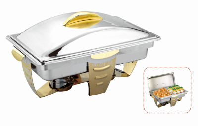 Gold-plated rectangular dining stove golden deluxe dining furnace cover food holding furnace