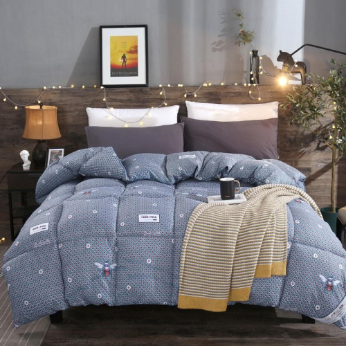 Ywxuege New Feather Velvet Thickened Brushed Warm Winter Quilt Core-Bee-Blue