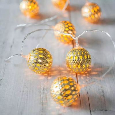 2018 Creative Gold Lighting Chain Iron Ball Led Lighting Chain String Birthday and Holiday Outdoor Activities Wedding Cloth