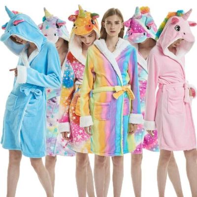 New children's bathrobe flannel tianma bathrobe cartoon pajama animal hooded children's home robe