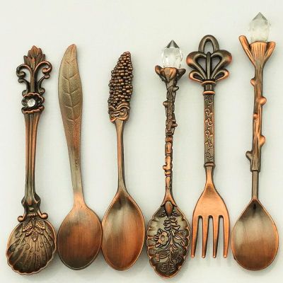 Metal western tableware coffee spoon ice cream spoon rice spoon three-dimensional spoon fork retro spoon gift