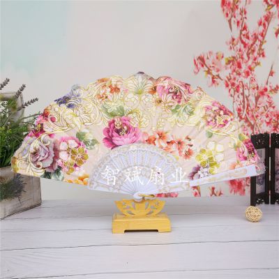 New China style Wing Chun plastic fan Lady dance fan Rose Cloth fan wholesale Foreign trade * wedding fan