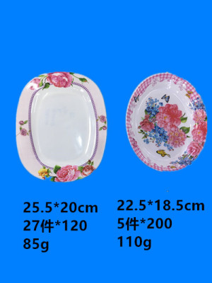 Mylamine plate, Mylamine tableware, Mylamine inventory, imitation of ceramic applique plate