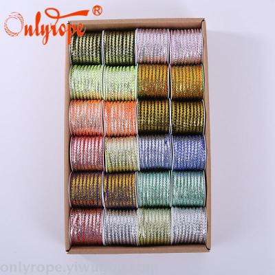 Factory Direct Sales 15 M Small Wheel Double-Color Lace Metallic Yarn Handmade DIY Gift Packing Tape Craft Decoration