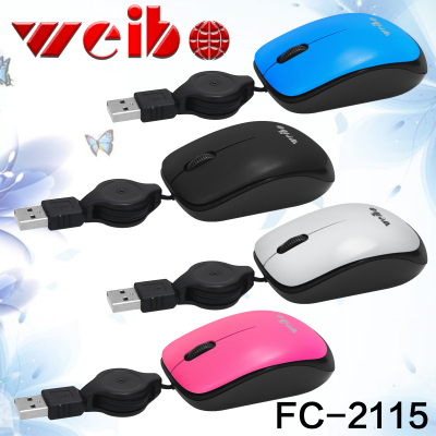 Weibo weibo mini stretch line optical mouse 1600dpi factory price spot sale