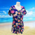 Oversized bathing suit for ladies with large MM flat neck with sleeve bathing suit suit in one-piece hot spring suit