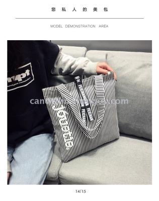 New stylish canvas bag with single shoulder women's Korean simple printed canvas bag with large capacity student workbag