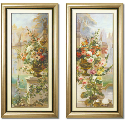 Gb7080-2 European flower oil painting decoration painting modern simple American garden bedroom with frame painting