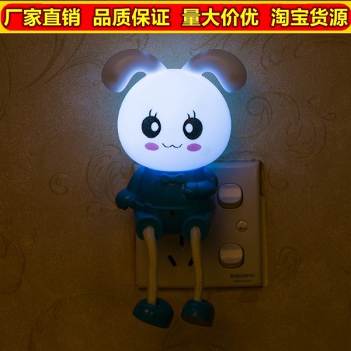 foreign trade exclusive wholesale warm adorable rabbit plug-in small night lamp creative gift rabbit lamp bedside night light