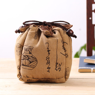 Promotion of hemp text string pocket travel kung fu tea set package express customer gift collection package customization