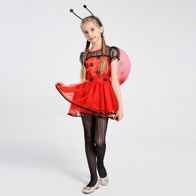 Cross-border hot style costumes cosplay costumes insect seven star ladybug children's dress princess dress wan sheng