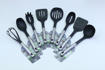 Small cooking utensils stainless steel handle nylon cooking utensils, spatula, slotted spoon