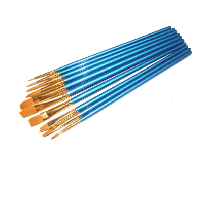 Ten pieces set oil painting brush with blue pen-holder Gouache paintbrush set