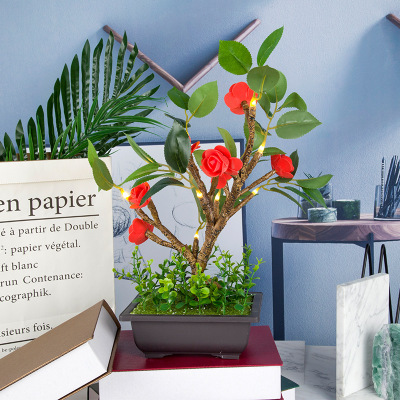 foreign trade dedicated led luminous simulation festive lantern green eye protection bonsai tree lamp indoor small night lamp