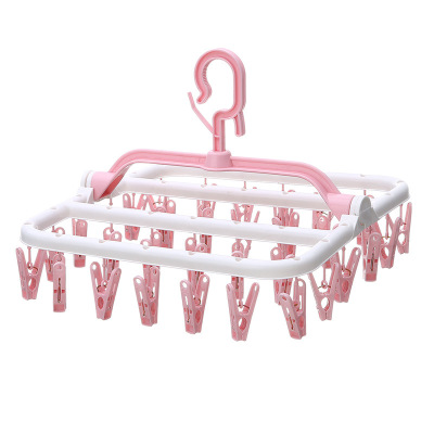 Clip folding clothes rack adult windproof multi-clip children's sock rack hanging baby home drying rack