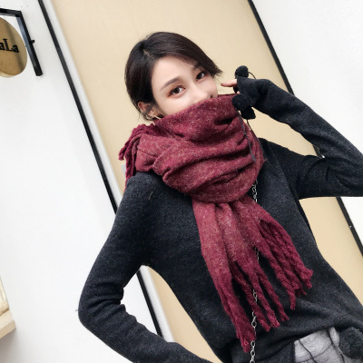 Autumn and Winter New Pure Color Scarf Cashmere Tassel Shawl Korean Style Women's Fashion Long Thickened Warm Scarf Fashion