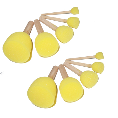 5 mushroom head set kindergarten graffiti tools painting brush, circular wooden handle sponge brush hot sale