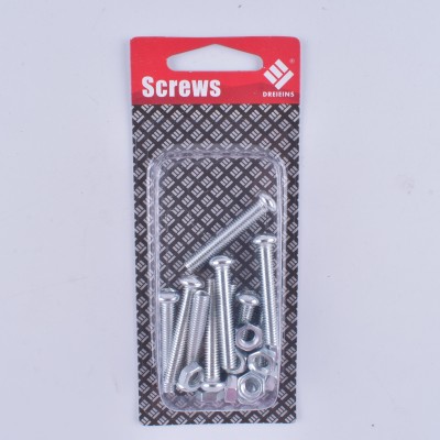 Hardware fasteners blister pack 20pcs machine screw and nut set M5*30