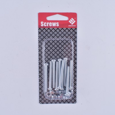 Hardware fasteners blister pack 20pcs machine screw nut set M4*35