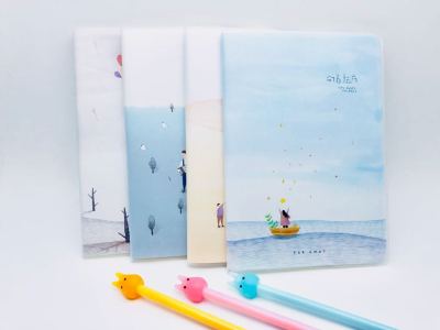 Student cartoon travel notebook transparent rubber cover diary handy record