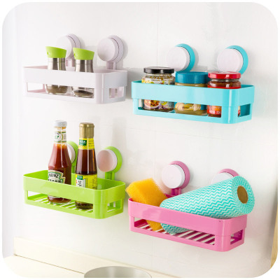 Suction Cup Bathroom Storage Rack Kitchen and Bathroom Dual-Use Strong Wall-Mounted Suction Cup Storage Rack Home Daily Use 100