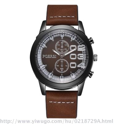 New men's business belt crystal face fashion watch