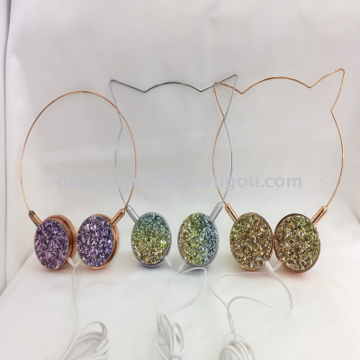 Cat-ear diamond plating fashion headsets gift headphones