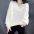 New languid and loose V - collar lantern sleeves alpaca knitted pullover sweater