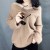 New languid and loose V - collar lantern sleeves alpaca knitted pullover sweater