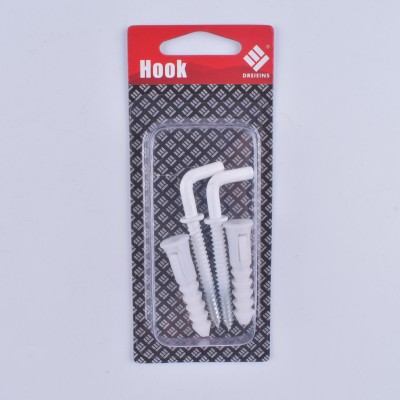 Hardware fasteners exquisite blister pack plastic cup hook right Angle hook PE super expansion pipe set