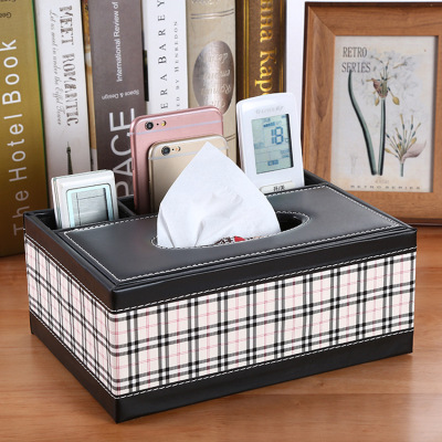 Multi-functional leather paper towel box European style home pump box napkin box creative tea table towel box