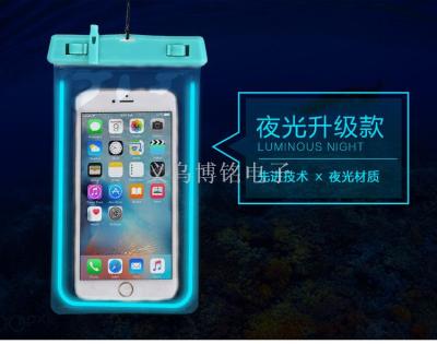 Hot style luminous cell phone waterproof bag PVC fluorescent whistle mobile phone waterproof cover swimming transparent 