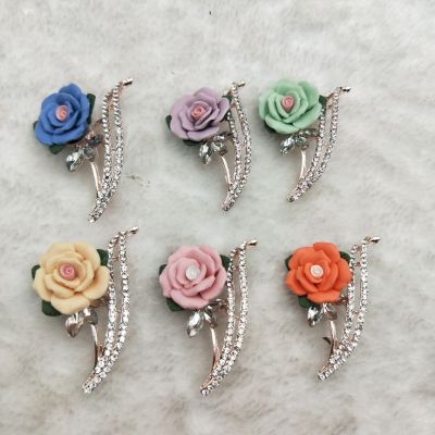 New Korean ceramic rose brooch. Corsage. Clothing accessories. Silk scarf flowers.