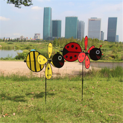 Bee beetle cloth art windmill children's toys handmade diy cloth outdoor decoration windmill wholesale