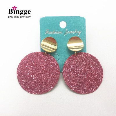 Cool Breezy European and American Flamboyant, Polished, round, Circular earrings with a textured texture