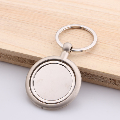 Creative advertisement key chain can rotate circular qr code to customize laser engraving double-sided LOGO small gifts