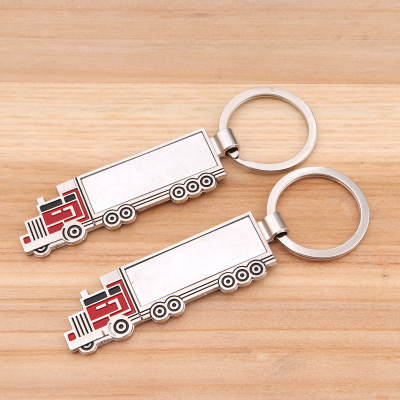 Container truck key chain creative truck trailer car lock chain pendant male logistics company engraved character gifts