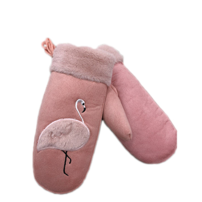 Warm suede gloves for women Korean cute plus plush plus thick anti-cold cycling children's full finger gloves wholesale