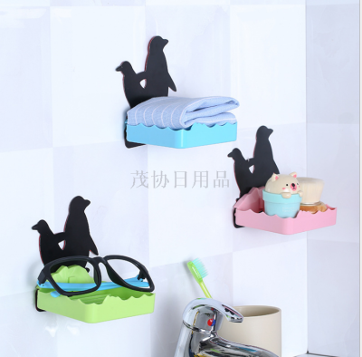 Cartoon Bathroom Soap Box Bathroom Rack Punch-Free Strongly Adhesive Soap Box