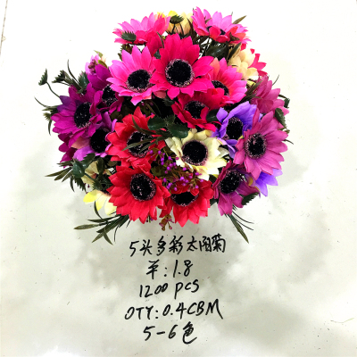 Five colorful helichrysum artificial flowers